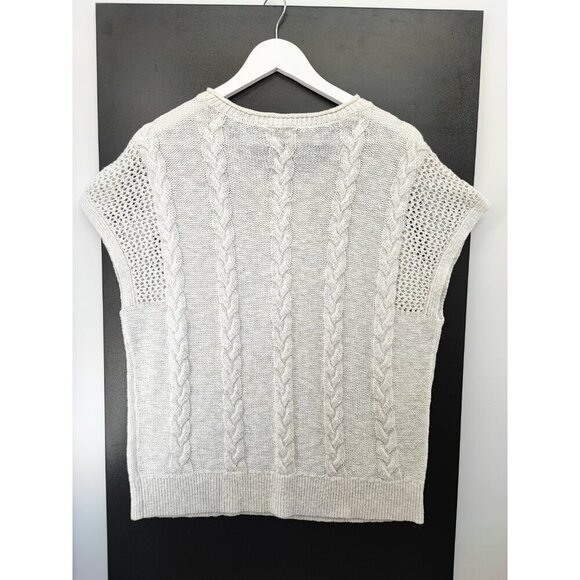 Talbots Women's White Linen Cotton Cable Knit Vest Sweater Size XL - Picture 2 of 8